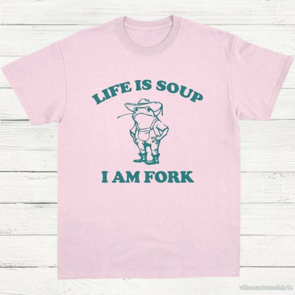 Life Is Soup I Am Fork Frog Vintage T-Shirt