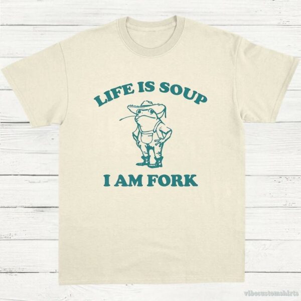 Life Is Soup I Am Fork Frog Vintage T-Shirt