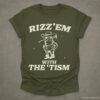 Rizz Em With The Tism Vintage Shirt Autism Awareness T Shirt Farmer Cute Frog Tee Retro Cartoon T Shirt Meme Frog T Shirt Fun Gift Military Green S 1 1
