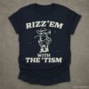 Rizz Em With The Tism Vintage Shirt Autism Awareness T Shirt Farmer Cute Frog Tee Retro Cartoon T Shirt Meme Frog T Shirt Fun Gift Navy S 1 1