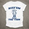 Rizz Em With The Tism Vintage Shirt Autism Awareness T Shirt Farmer Cute Frog Tee Retro Cartoon T Shirt Meme Frog T Shirt Fun Gift White S 1 1